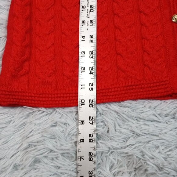 Vintage Quissett Cove Womens Sweater‎ Cardigan Red L Wool Button Up Cozy Comfort - Picture 9 of 10